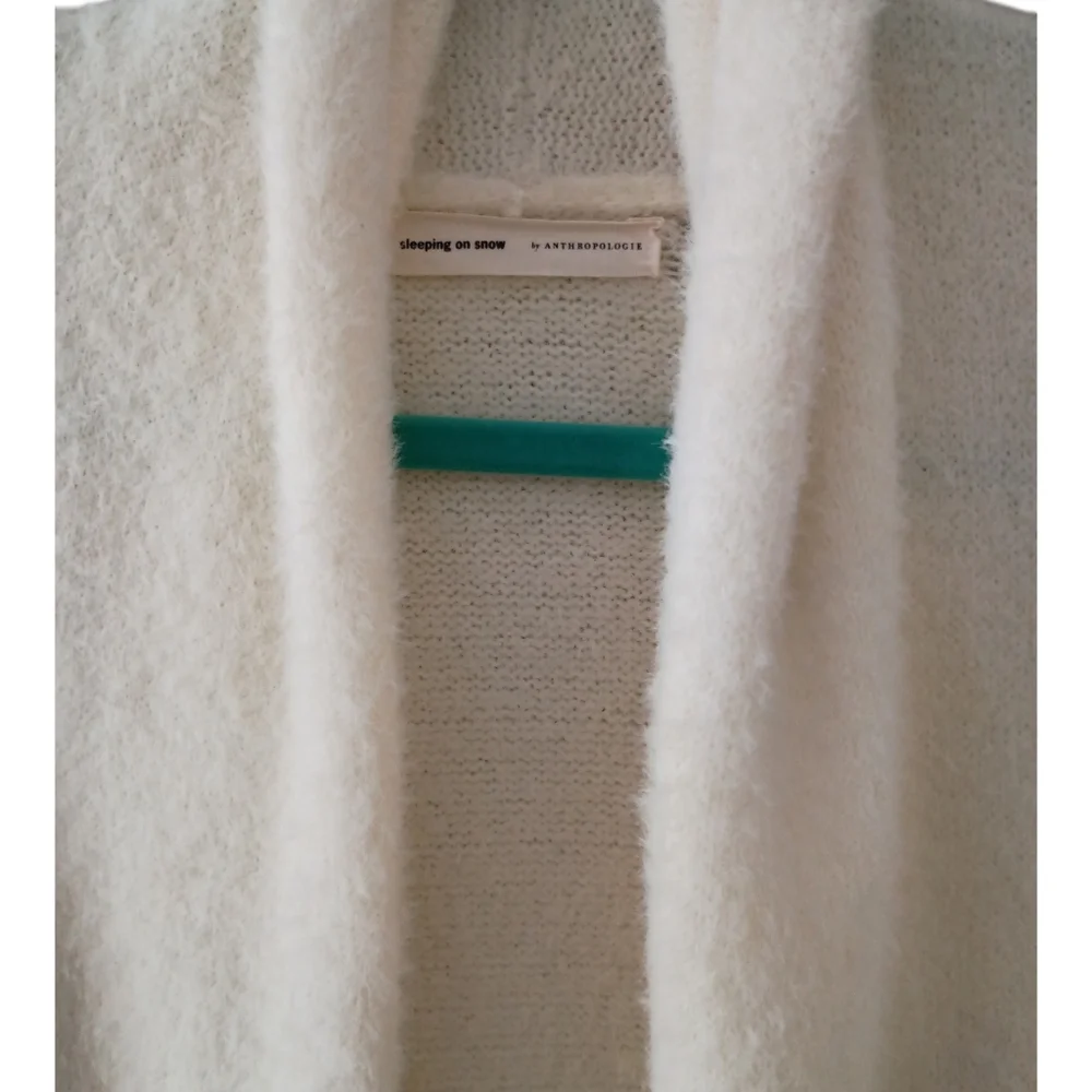 Anthropologie Sleeping On Snow open-front cardigan in cream medium VGUC - Picture 6 of 11